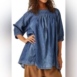 Free People Memories Of You Denim Top